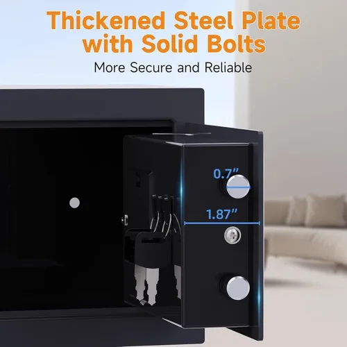 Miniatura 4 de Caja de seguridad pequeña PATRON para dinero con código y llaves, caja fuerte mini sólida para niños con teclado de seguridad electrónico digital