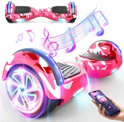 Miniatura 23 de LIEAGLE Hoverboard - Patineta autoequilibrante de 16.5 cm, 6.5 pulgadas, con ruedas Bluetooth, luces LED, para niños y adultos A01-blanco