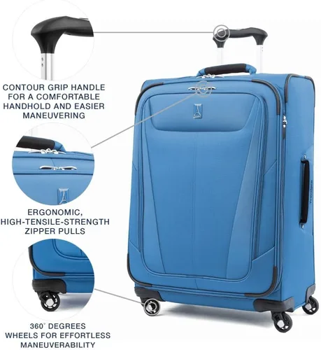 Miniatura 32 de Travelpro Maxlite 5 - Juego de 2 piezas de equipaje de mano de tela, expandibles con 4 ruedas giratorias, bolso blando para debajo del asiento, Negro
