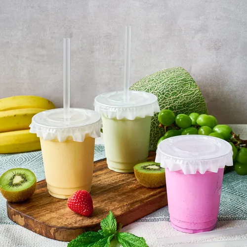 Miniatura 3 de JOLLY CHEF Paquete de 100 vasos de plástico transparente de 12 onzas con tapas y pajitas, tazas desechables para café helado con tapas para batidos