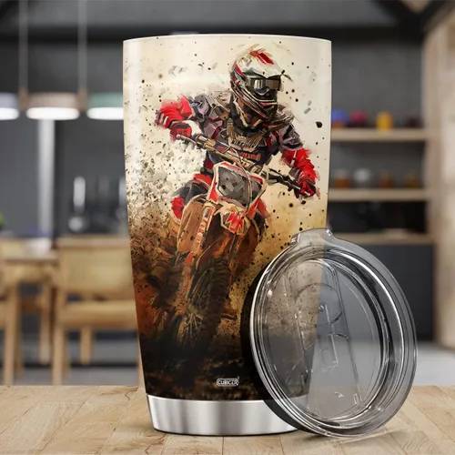 Miniatura 3 de CUBICER Vasos Tumbler de Café para Motocicleta de Tierra Vasos Térmicos Aislados Regalos Para Amantes de la Conducción Hombres Él Papá Papa En Dirt