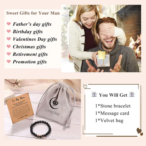 Miniatura 7 de UPROMI Regalos para papá, padrastro, abuelo, tío, padrastro, hermano, hijo, nieto, sobrino, hijastro, hombre, pulsera, regalo de cumpleaños