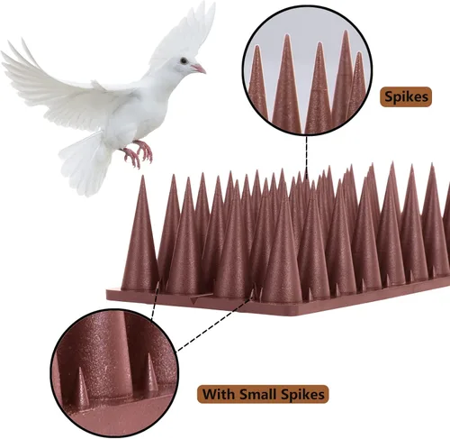 Miniatura 2 de Púas para pájaros, paquete de 20 unidades de disuasión de pájaros, mapache y ardilla, para repeler pájaros y reptiles al aire libre, picos de Marrón