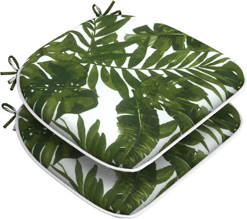Miniatura 43 de DYTXIII Juego de 2 cojines para sillas de exterior con lazos, almohadillas repelentes al agua para sillas de patio de 17 x 16 pulgadas para muebles