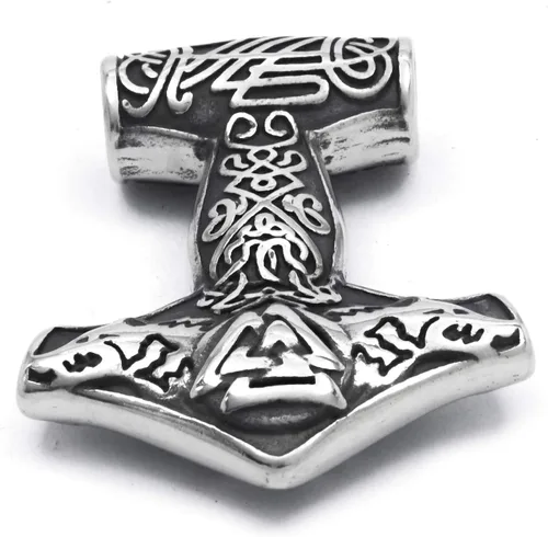 Miniatura 3 de Triskele Triquetra Valknut Mjolnir Thors Hammer Collar Colgante Acero Inoxidable Viking Accesorios Nórdicos Viking Joyería Hombres