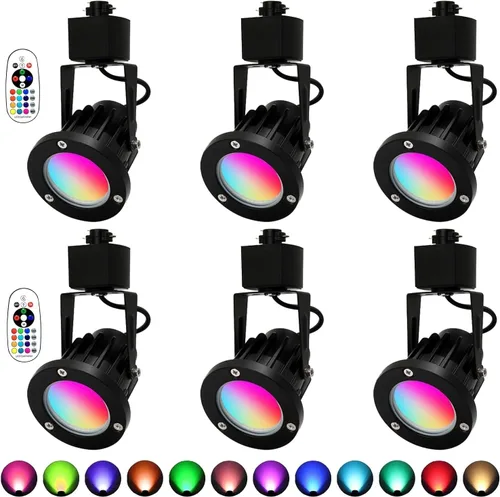 Cabezal de luces de pista RGBW de 12 W, cabezal de iluminación de pista que cambia de color compatible con riel tipo H, luz de pista RGB de 16