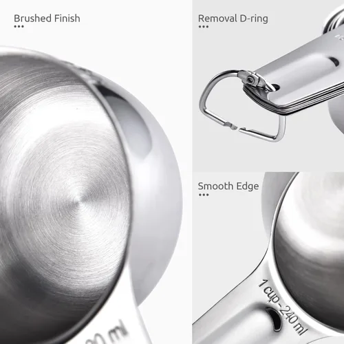 Miniatura 6 de U-Taste Juego de 15 tazas y cucharas medidoras: 7 tazas medidoras y 7 cucharas medidoras con 2 anillos en D y 1 tabla de conversión profesional