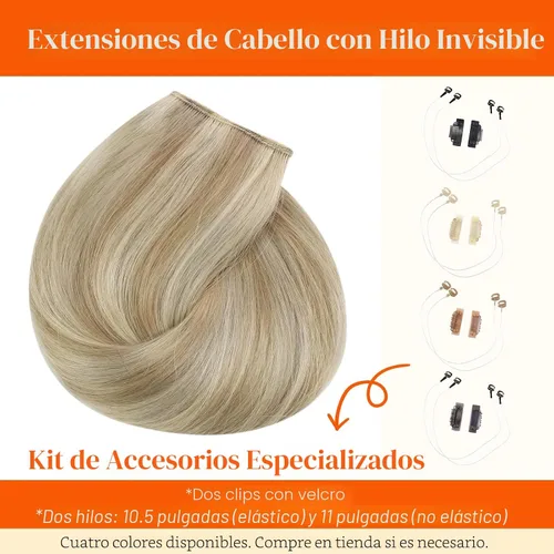 Miniatura 5 de Sunny Hair - Extensiones de cabello humano real con reflejos, con hilo y clips, aplicación invisible, 2.82 onzas, 18 pulgadas, color rubio cenizo