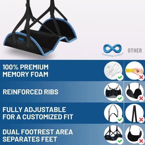 Miniatura 2 de Everlasting Comfort Funda de asiento tipo hamaca para avión - Reposapiés de espuma viscoelástica para viajes en avión - Reposapiés portátil