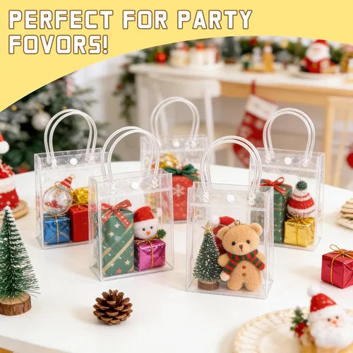 Miniatura 7 de BadenBach - 24 bolsas pequeñas de regalo transparentes con asas, 5.1 x 5.9 x 2.8 pulgadas, mini bolsa de plástico transparente para fiesta, bolsa
