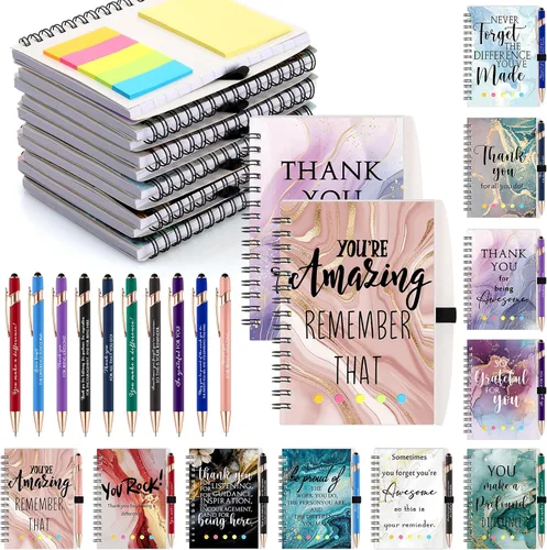 Zhanmai Juego de 20 cuadernos inspiradores en espiral con bolígrafo motivacional, regalo de agradecimiento, pantalla táctil para profesores,