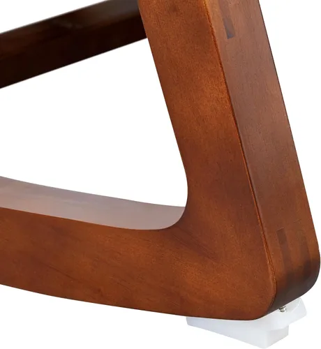 Miniatura 9 de Yaheetech Silla mecedora tapizada, silla de bebé Boucle Glider con respaldo alto y bolsillo lateral, sillón mecedor con patas de madera de goma