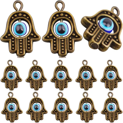 Aylifu Dijes de marco de cuentas de mano de Hamsa, dije de mal de ojo de Hamsa con símbolo de mano de Fátima para bricolaje, collar y pulsera,