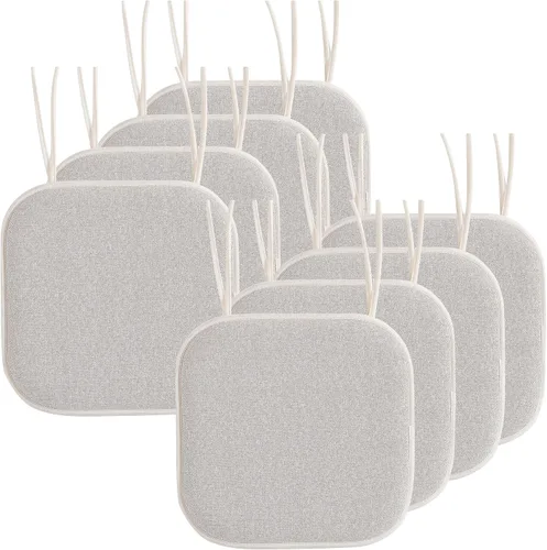 Elegant Comfort Fundas de cojín para silla con lazos y parte trasera de goma antideslizante, espuma viscoelástica gruesa, almohadilla para cojín