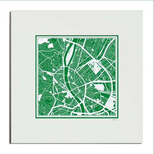 Miniatura 129 de O3 Design Studio Mapa de corte de papel Madrid negro mate de 20 x 20 pulgadas
