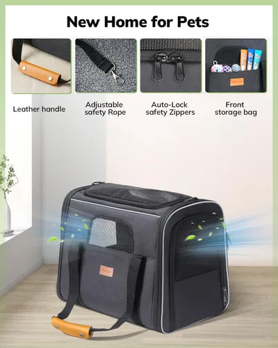 Miniatura 5 de morpilot - Bolsa de transporte para mascotas, portátil, de tela plegable, para perros o gatos, jaula para mascotas con zíperes de seguridad