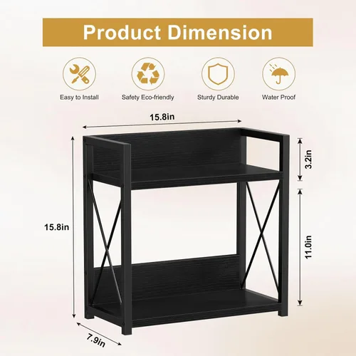 Miniatura 3 de Giikin Organizador de encimera de cocina, organizador de barra de café de 2 niveles, estante de especias negro para encimera, estantes de encimera