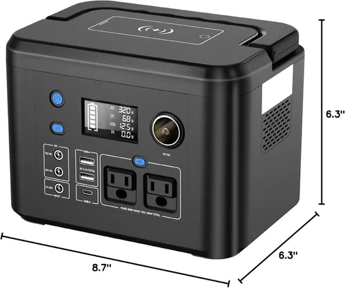 Miniatura 9 de powkey Estación de energía portátil de 350 W, batería de litio de reserva de 260 Wh/70,000 mAh, banco de energía de onda sinusoidal pura de 110 V