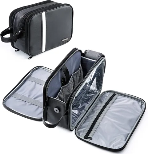 BAGSPRITE Neceser para Hombres y Mujeres, Bolsa de Viaje con Gancho para Colgar, Bolsa de Cosméticos Resistente al Agua, Organizador de Kit de Negro