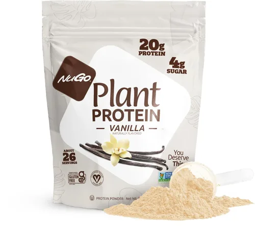 NuGo Proteína vegetal en polvo, vainilla, 0.71 onzas de proteína vegana de guisante, baja en azúcar, sin gluten, ingredientes sin lácteos, sin soja,