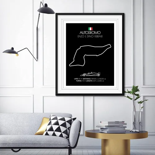 Miniatura 4 de Custom Car Posters Póster hecho a mano compatible con Autodromo Enzo e Dino Ferrari (Imola, Italia), póster de pista de carreras diseñado