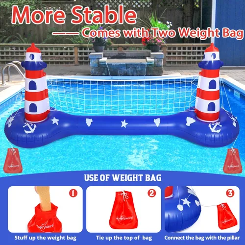 Miniatura 4 de EagleStone Red de voleibol para piscina y aro de baloncesto, flotadores inflables para piscina, juguetes para nadar juegos de agua para adultos