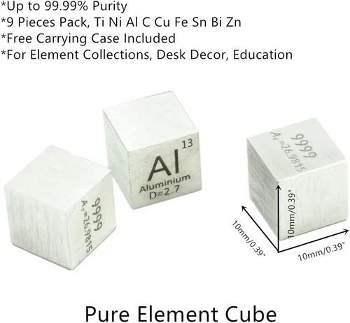 Miniatura 3 de Juego de cubos de elementos de 0.39 pulgadas de densidad, cubos de cobre, hierro, bismuto y titanio para recolección de mesas periódicas de hasta