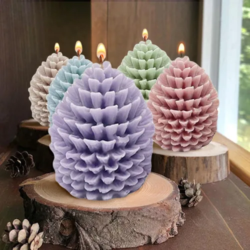 Miniatura 5 de Molde de vela de cono de pino de Navidad, moldes de resina en forma de piña 3D para hacer velas, moldes de silicona para aromaterapia, cera de Molde
