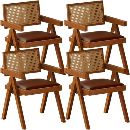 Miniatura 43 de YVYKFZD Juego de sillas de comedor de ratán, sillas de comedor de madera, sillas de cocina con respaldo tejido, sillón tapizado, silla auxiliar