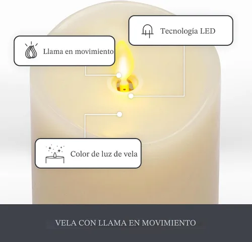 Miniatura 2 de Matchless Candle Co. de Luminara Juego de 3 (3" x 4.5", 5.5", 6.5") Vela sin llama LED parpadeante con pilas, llama móvil, pilar de cera, borde