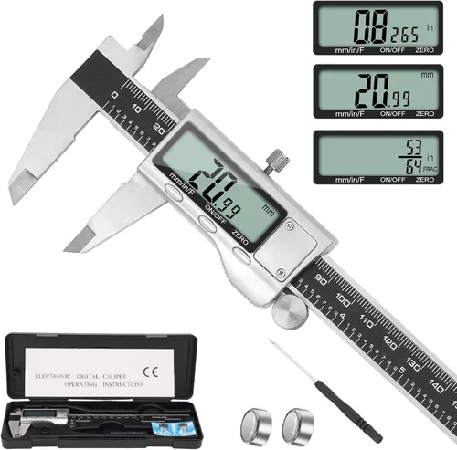 Miniatura 10 de Calibre Digital, Herramienta de Calibre de 6 Pulgadas con Pantalla LCD Extra Grande, Función de Apagado Automático, Cambio Fácil entre Pulgadas