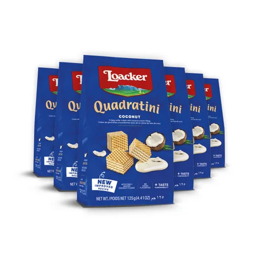 Miniatura 27 de Loacker Quadratini - Paquete grande de galletas de oblea variadas con sabor a frutas - Mezcla de limón, vainilla y yogur de frambuesa - Galletas