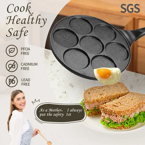 Miniatura 2 de Sartén antiadherente para hotcakes con moldes tipo parrilla, mini fabricante de panqueques con revestimiento libre de PFOA, adecuada para todas