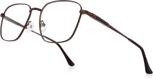 Miniatura 9 de Gafas de lectura cuadradas clásicas para hombres y mujeres, bloqueo de luz, lectura de computadora, bisagra de resorte, marco de metal, patas