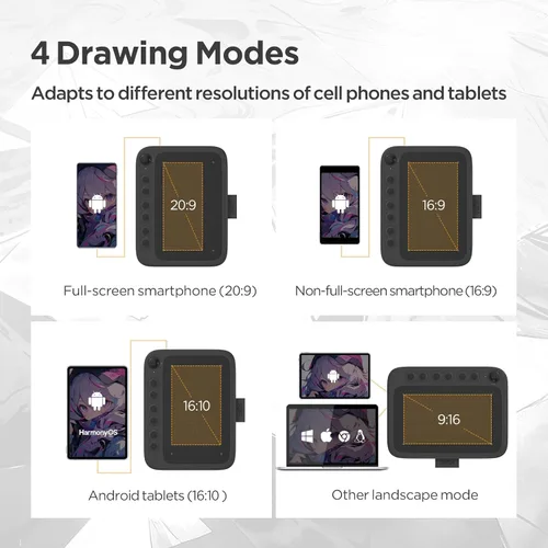 Miniatura 3 de UGEE Q6 - Tableta de dibujo de 6.5 x 4 pulgadas para teléfono Android con 6 teclas de acceso rápido, tableta gráfica, modo de dibujo ajustable