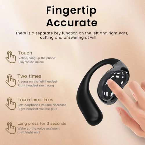 Miniatura 6 de Piluyaa Auriculares de oreja abierta, ultra cómodos, inalámbricos Bluetooth 5.4, auriculares sobre la oreja con pantalla táctil inteligente ganchos
