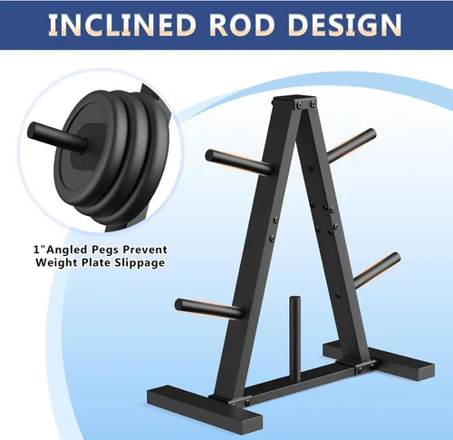 Miniatura 7 de Estante para platos de peso, árbol de pesas, soporte de almacenamiento para gimnasio en casa, soporta 300 libras 1 pulgada negro