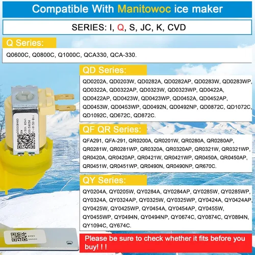 Miniatura 4 de 000009123 IH9123 33129026 válvula de entrada de agua para máquinas de hielo manitowoc, 120V 60Hz 5W se adapta para I, IB, S, SD, JC, QR, SD y K