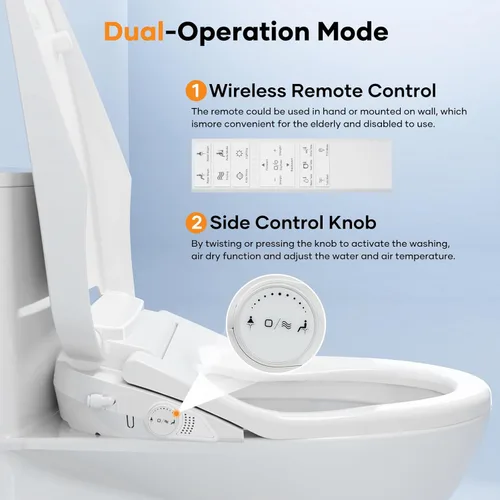Miniatura 5 de Asiento de bidé de inodoro, asiento de inodoro alargado de cierre lento, asiento de inodoro eléctrico con calefacción con agua caliente instantánea