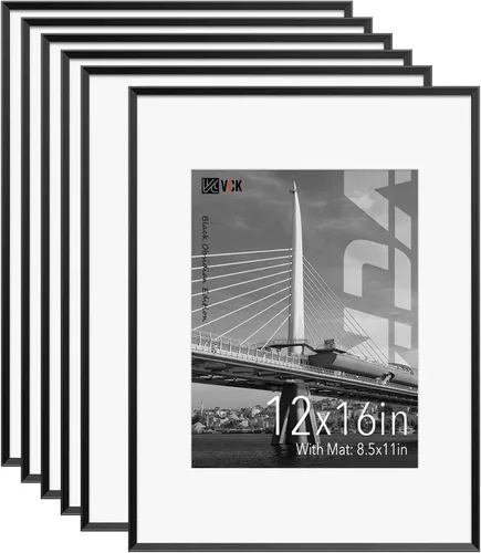 Miniatura 40 de VCK Marco de Fotos de 5 x 7 Pulgadas Negro, Marco de Poster de Aluminio de Alta Calidad con Vidrio Templado, Para Mostrar Fotos de 4 x 6