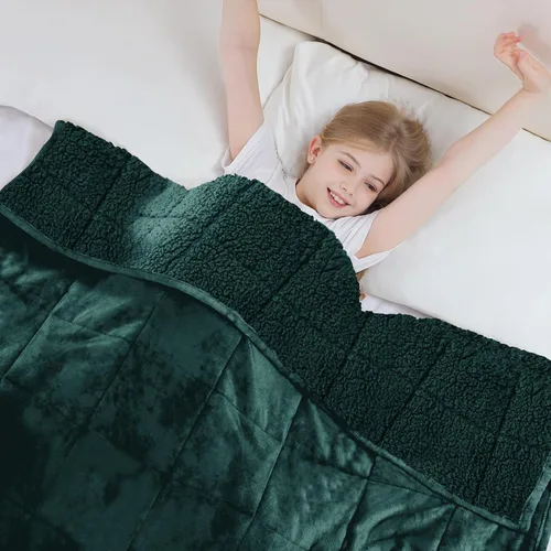 Miniatura 14 de Aemicion Manta con peso para niños de 7 libras, tamaño individual de 41 x 60 pulgadas, cómoda, suave y esponjosa Sherpa, manta pesada para niños