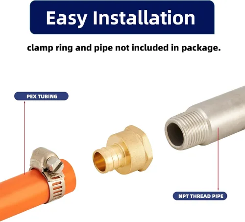 Miniatura 4 de Accesorios Pex de latón sin plomo de 1/2 pulgada, adaptador hembra de 1/2 Pex, adaptador roscado hembra PEX 1/2 "x 1/2" NPT hembra, 1/2 pulgada Pex