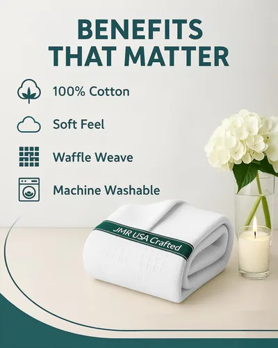 Miniatura 3 de JMR - Manta de punto gofre, 100 % algodón, tamaño Queen, ligera, tejida de punto gofre, para cama, sofá y sofá, transpirable, cómoda para todas