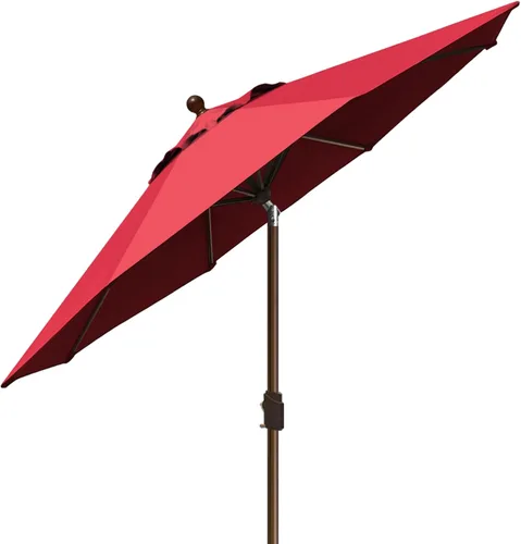 Miniatura 8 de EliteShade USA - sombrilla de 9 pies para patio, sombrilla de mesa para exteriores con ventilación, no se decolora durante 10 años, Logo Rojo