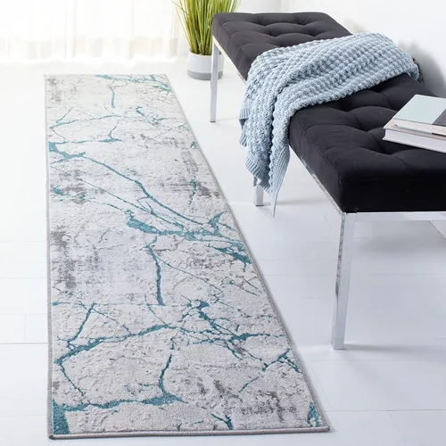 Miniatura 40 de SAFAVIEH Amelia Collection - Alfombra decorativa de 2 x 4 pies, gris y negro, diseño abstracto moderno, no desprende pelusa y de fácil cuidado