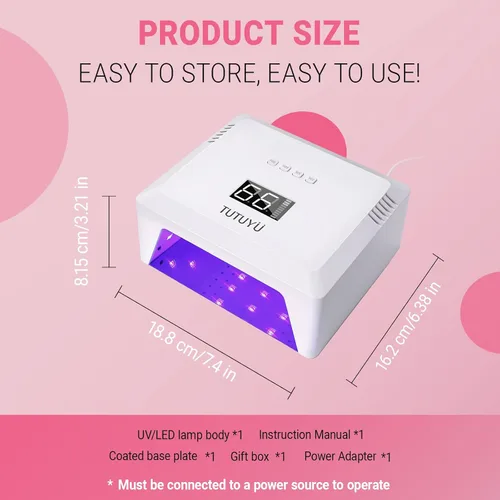 Miniatura 5 de Lámpara de uñas LED UV de 72 W, secador de uñas de diseño compacto para esmalte de gel con 4 temporizadores, sensor automático, longitud de onda