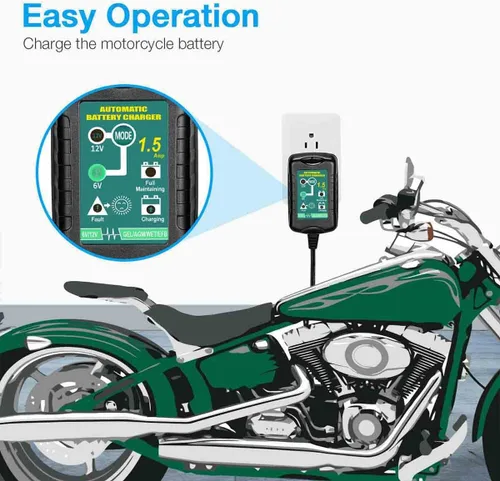 Miniatura 6 de Cargador de batería de 12V/6V 1.5 Amp para Harley Davidson Motocicletas Mantenedor
