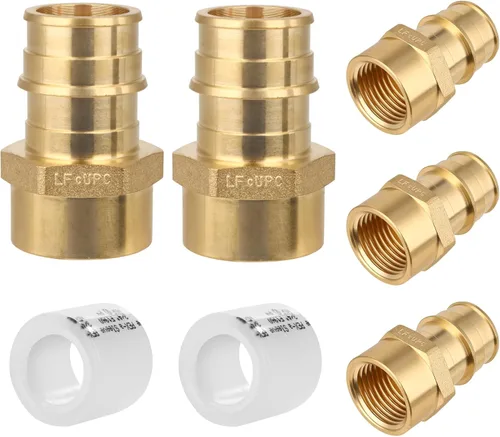 Miniatura 15 de Paquete de 5 YVSKM) 1/2" PEX-A Expansión × 1/2" Hembra NPT codo NPT, conexión roscada de flujo completo de latón sin plomo, certificado ASTM F1960