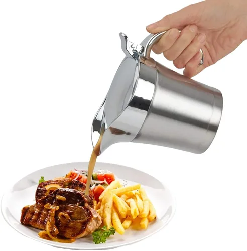 Miniatura 7 de Jarra térmica de acero inoxidable 304, olla de doble pared para salsa, bote para salsa, cubeta para salsa, salsa de tomate, mostaza, crema, aderezo