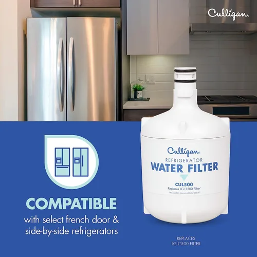 Miniatura 5 de Culligan Filtro de agua de repuesto para refrigerador CUL500 para filtro de agua LG (LT500P) reemplazar cada 6 meses, paquete de 1